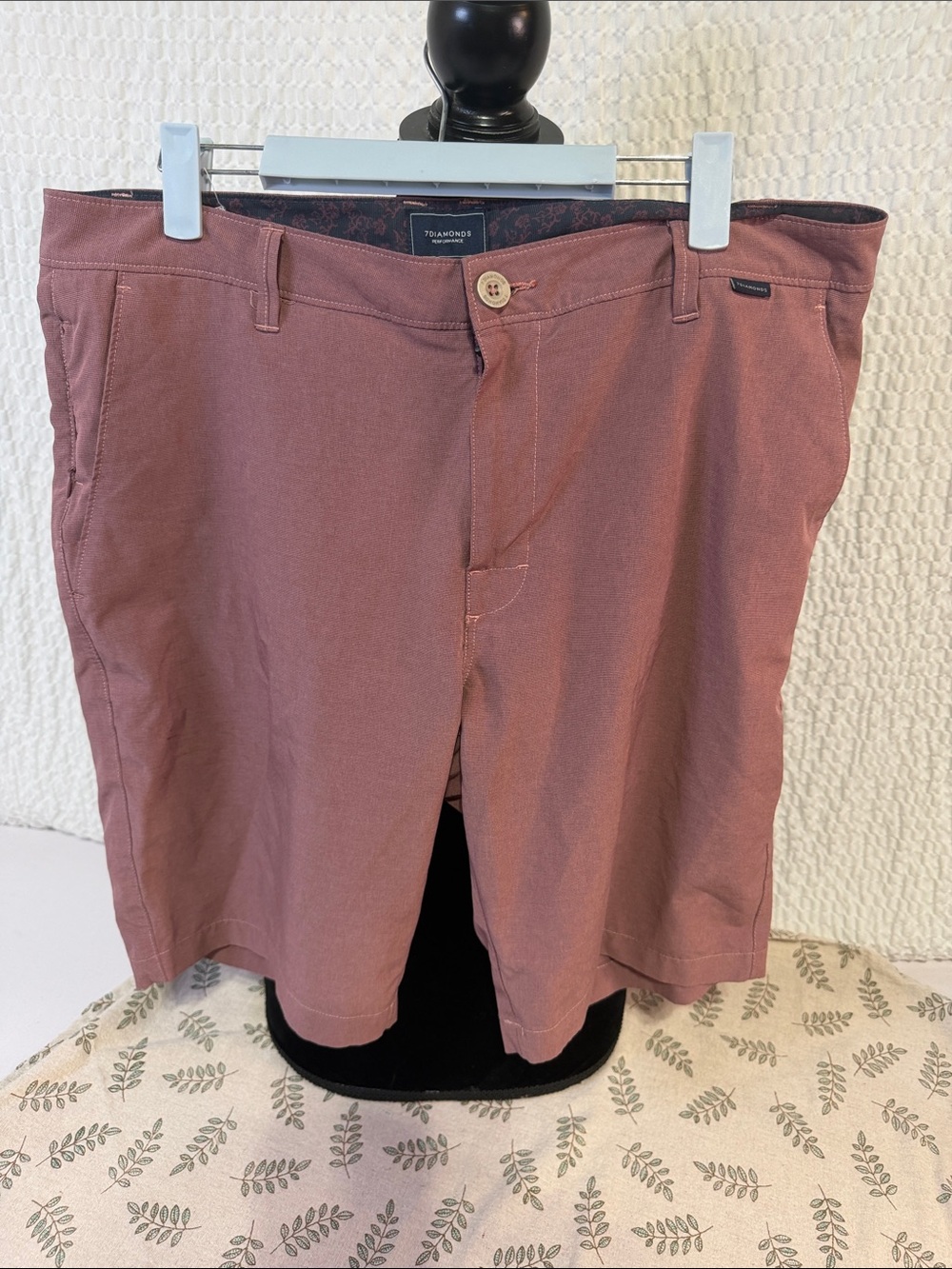 7 Diamonds Men's Rose Mauve Flat Front Cotton Shorts